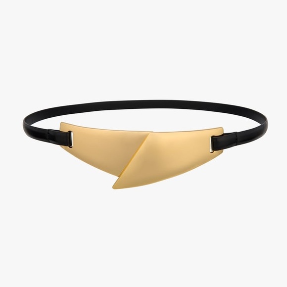 NWT. Zara Limited Edition Black Leather Belt with Large Metal Buckle. Size 30